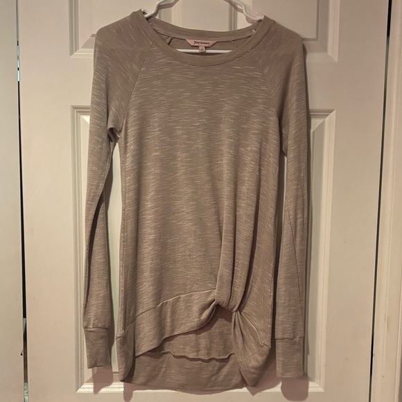 Juicy Couture Taupe Long Sleeve Knot-Front Lightweight Top | Sz. S - Picture 5 of 7